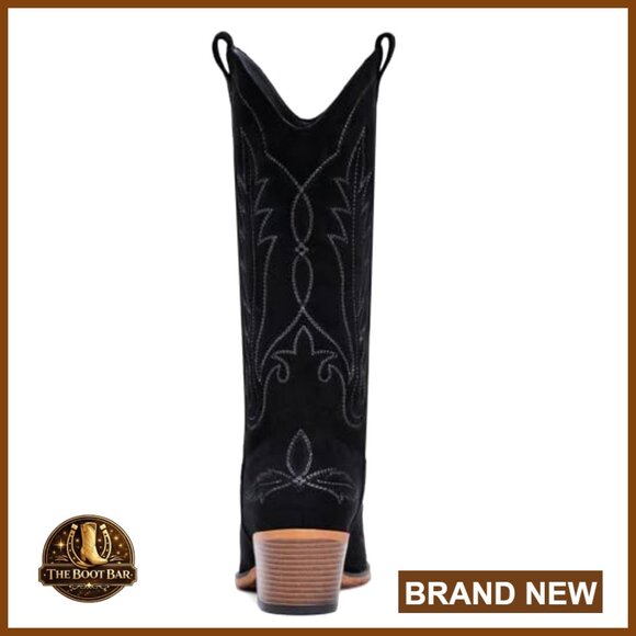 Suede Cowboy Boots Mid Calf Western Boots Embroidered Snip Toe Chunky Heel - Picture 6 of 6